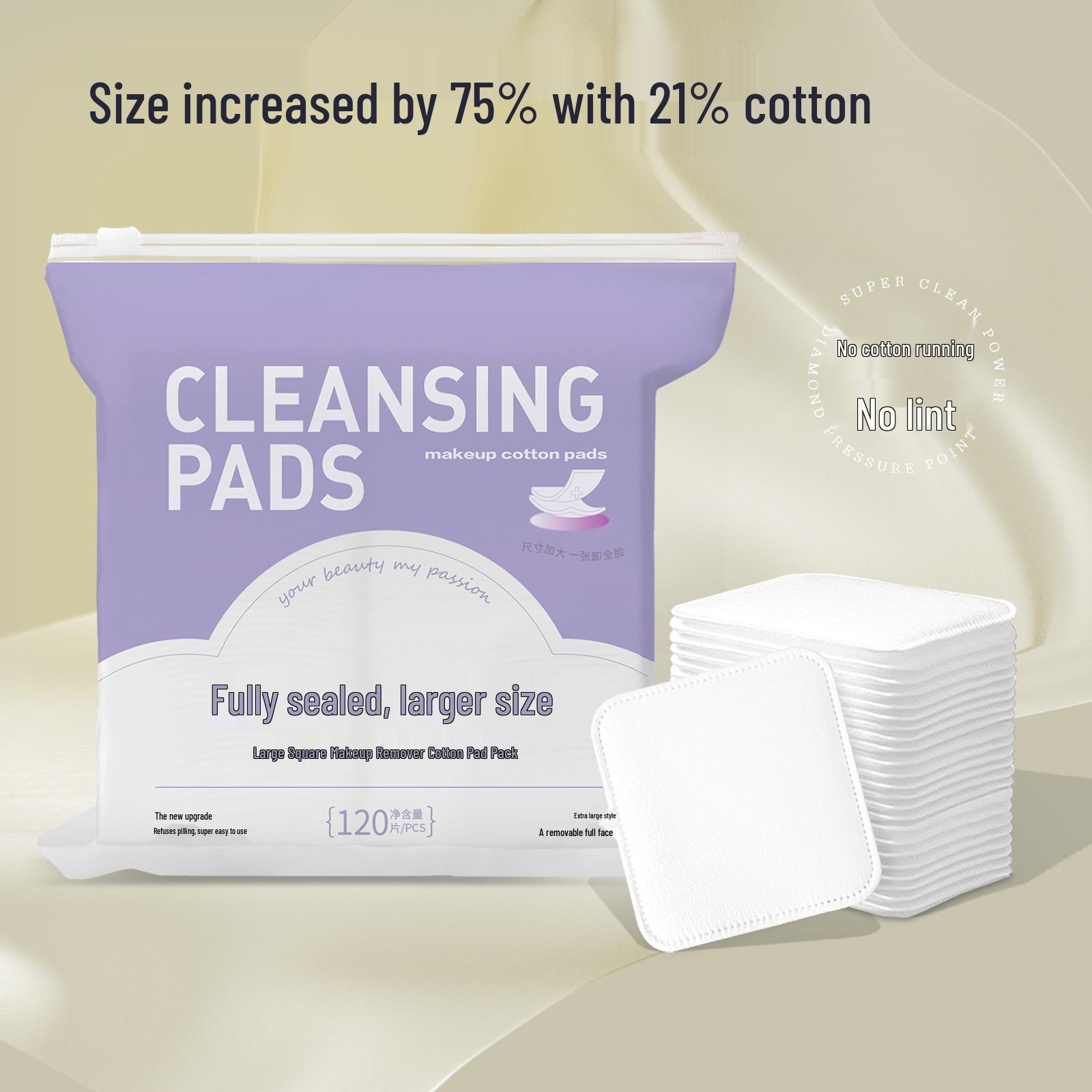 Thick Large Square Cotton Makeup Remover Pads - Disposable Face Wipes for Makeup Removal