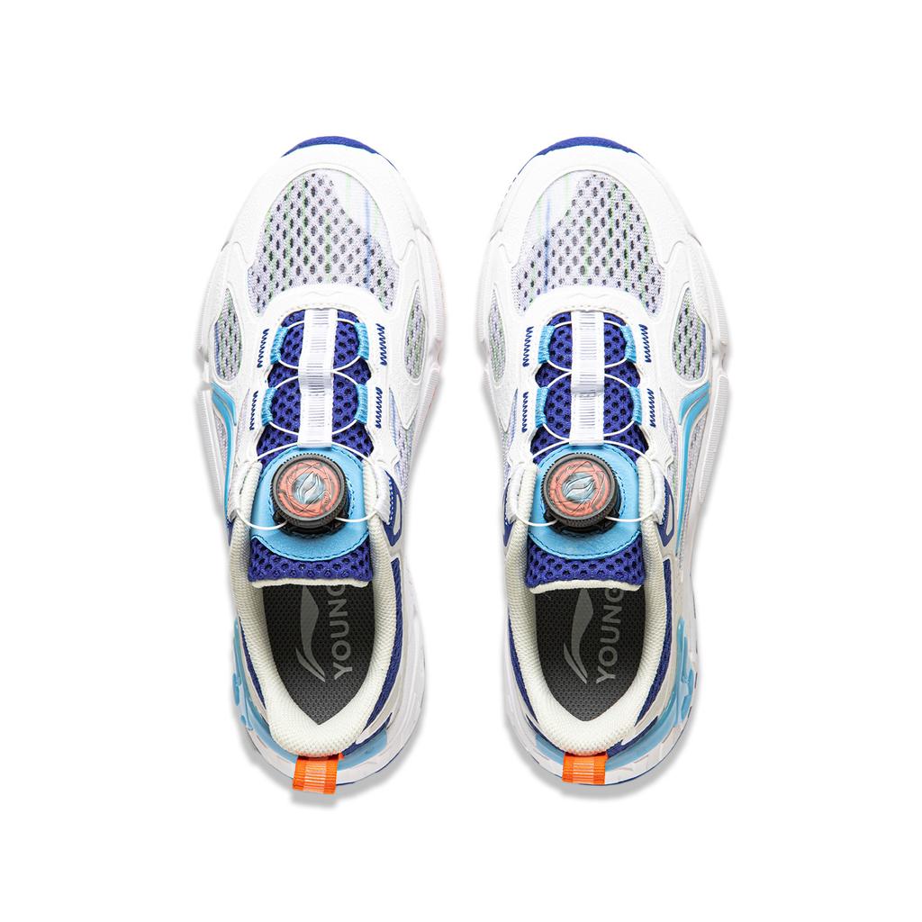 Li Ning Niños Mecha V2 Cómodos Absorción de Impactos Caña Baja Zapatillas Casuales Zapatillas para Niños Azul Real Brillante YKCU044-1