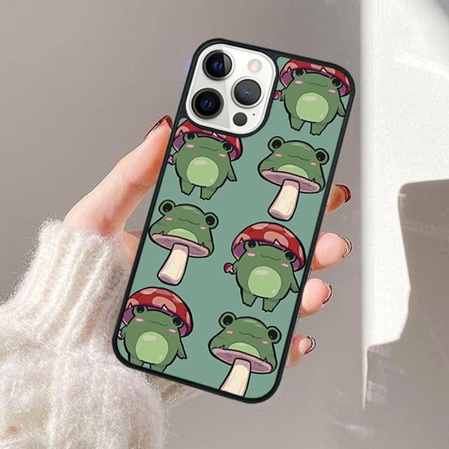Kawaii Frog Mushroom Phone Case For Apple iPhone 17 Air Pro Max Plus Coque For iPhone 17 Air 14 15 16 13 12 Max Cover