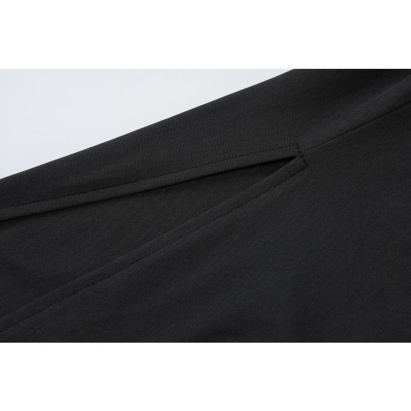 Dámské Sexy Hluboký Výstřih Dlouhý Rukáv Jednobarevné Spice Girl Móda Dvojitě Řasené Dlouhé Šaty