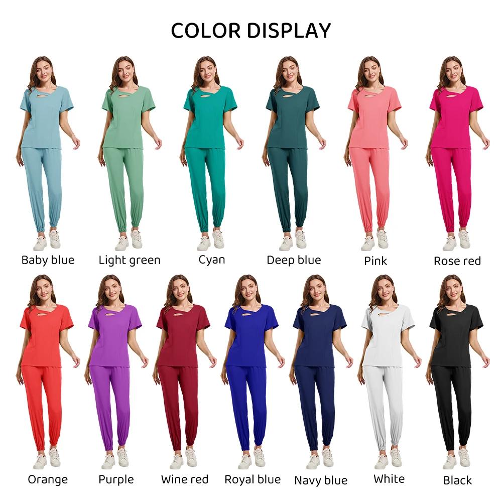 Multicolor Clinical Scrubs Set Uniforms Beautician Lab Workwear Pocket Medical Nurse Nursing Uniforms Vet Work Clothes