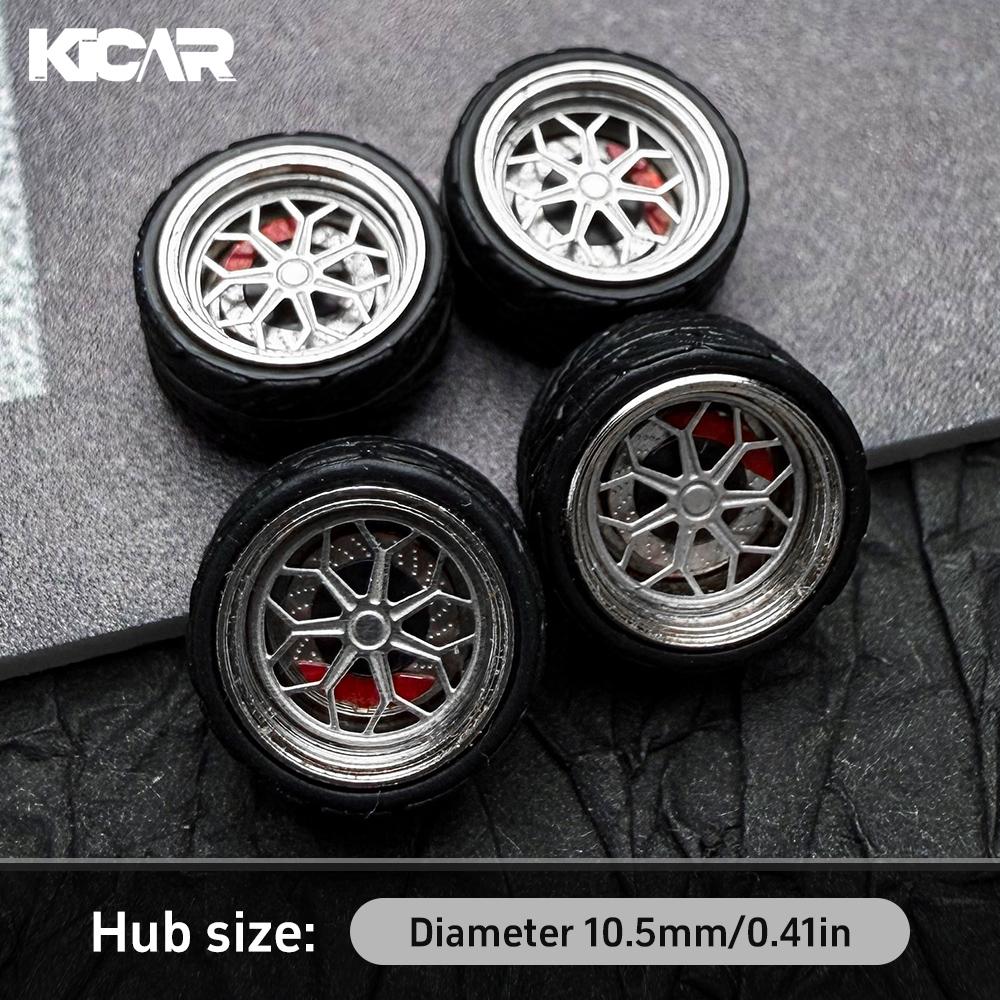 1/64 Legering Model Wielen Diameter 10,5 Mm Velgen Met Rubberen Banden 4 Stuks Set Voor Tomica Wielen Matchbox Modelauto's