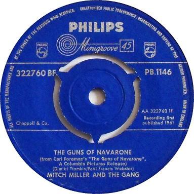 

7inch Record MITCH MILLERGANG Guns Of Navarone PB1146 PHILIPS 1961 UK Pop Used