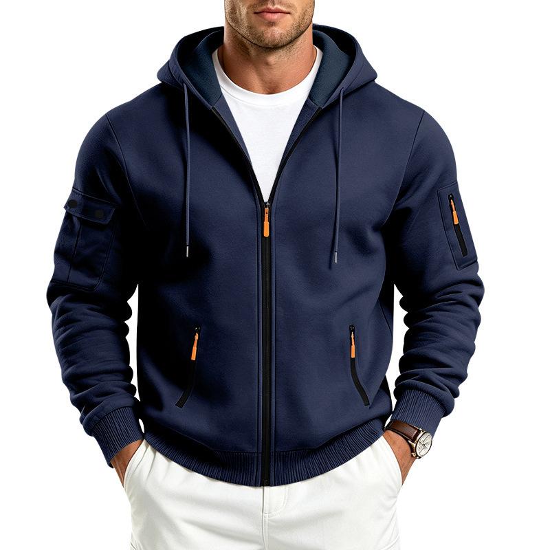 Men S Loose Fitting Hooded Zip Up Fleece Sweatshirt