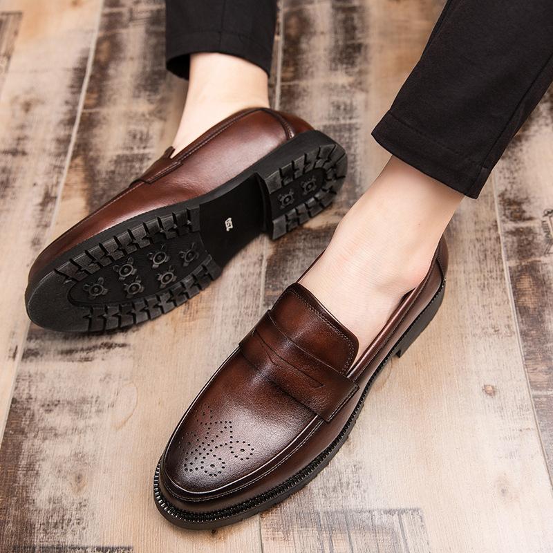 Autumn New Men's Business Dress Leather Shoes Retro British Casual Shoes Leather Shoes