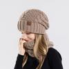 Winter Women Knitted Hat Scarf Set Thickened Fleece Lining Skullcap Outdoor Cycling Warm Wind Protection Beanies