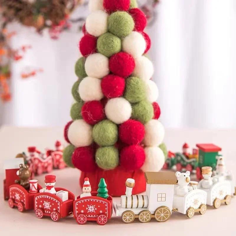 1-10PCS Small Christmas Train Decoration Cute Mini Ornament for Holiday Cake Topper Party Display and Festive Children Gift