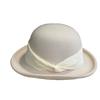French Face showing Small Wool Felt Curled Fisherman Hat for Women in Spring Autumn and Winter Fashion British Retro Basin Hat Trendy