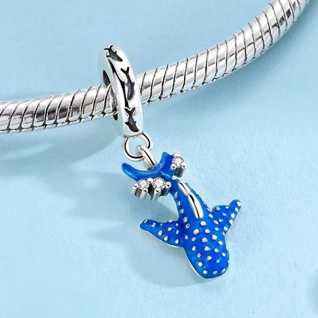 Copper Metal Whale Shark Charm Bead Component Luminous Pendant Bead Component Compatible With Authentic Original Bracelet High Quality Fine Jewelry