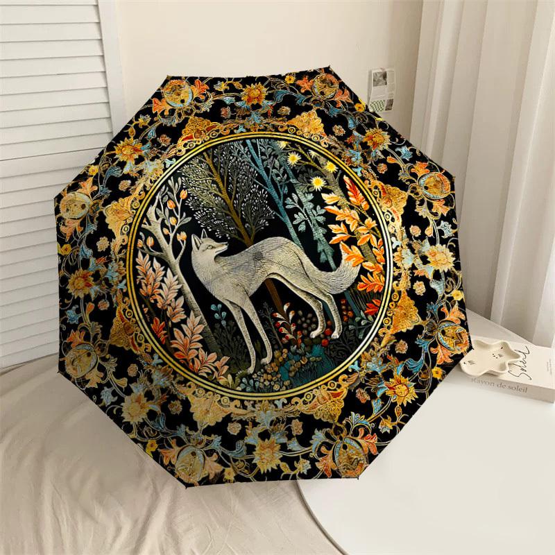 

1PC Fox Forest Umbrella-8-Rib Reinforced, Automatic Open, Lightweight & Durable, Cute Fashion Accessory for Outdoor-W9224