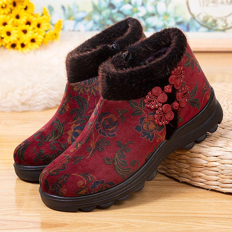 

Winter Cloth Shoes, Women s Cotton Shoes, Plus Velvet, Warm Mother Shoes, Thickened Middle-aged and Elderly Short Boots, Grandma Cotton Boots 41 червоний