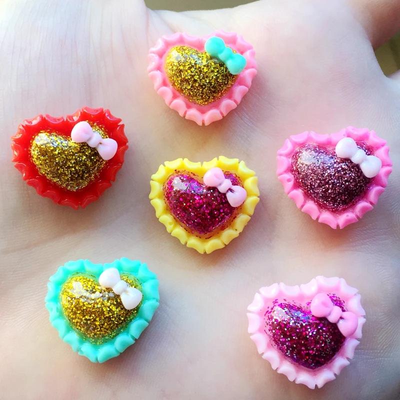 Color 20mm heart-shaped flat back hairpin accessories resin crafts rhinestone  wedding decoration