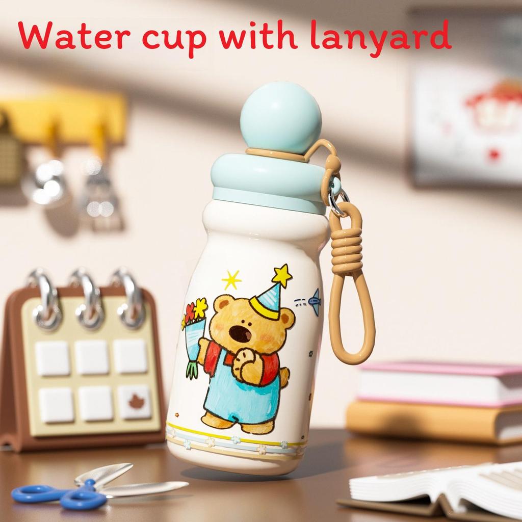 Cartoon Cute Pet Planet Insulated Bottle With Silicone Straw For Kids And Travel