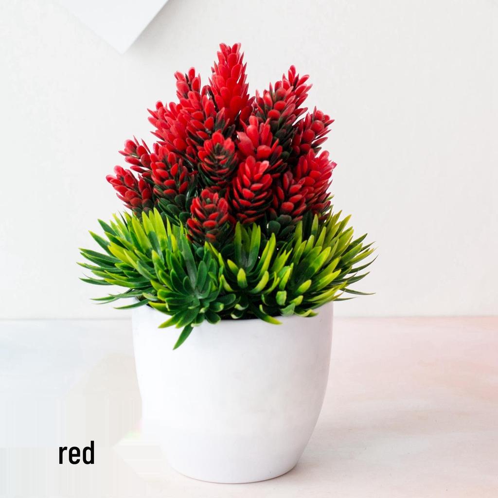 Mini Potted Grass Bonsai: Cherry Snowball Home Decor Ornament