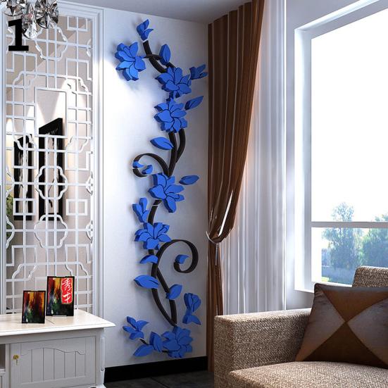 DYS 3D Romantic Flower Acrylic Wall Sticker Decal Home Art Removable Decoration