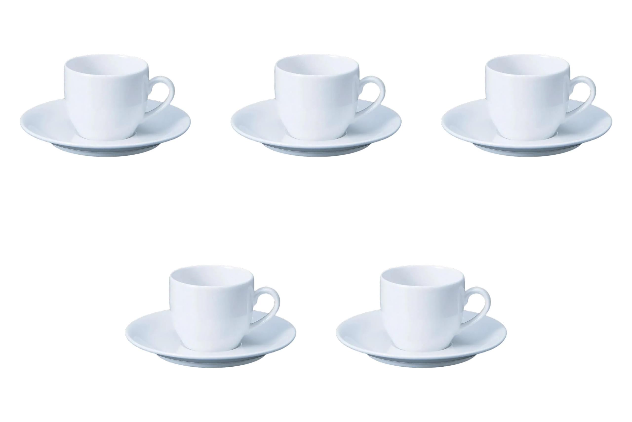 

Set of 5 Diamond Ceram Coffee Cups and Saucers [7.5 x 6.4cm, 180cc] | Reinforced Porcelain Cups and Saucers by Setomonohonpo