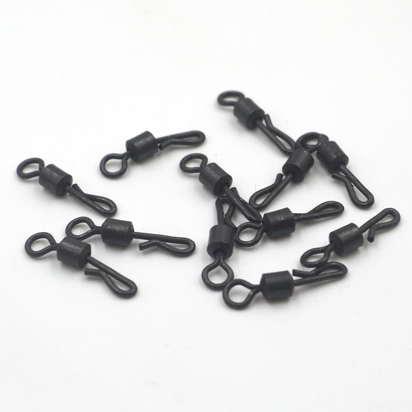 MNFT 100 Sets/Bag Carp Fishing Soft Rubbers Tail Tube Rubber Tubes Safety Lead Clips Quick Change Snap Q-Shaped Rolling Swivel
