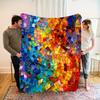One Comfortable Colorful Patchwork Glass Window Pattern Design Print Flannel Blanket, Fashionable, Soft, Warm, Suitable for All Seasons Mult
