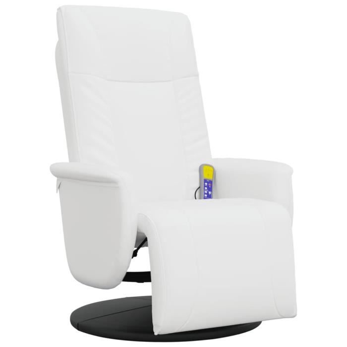 VidaXL Recliner Massage Chair Footrest White Faux Leather 356518