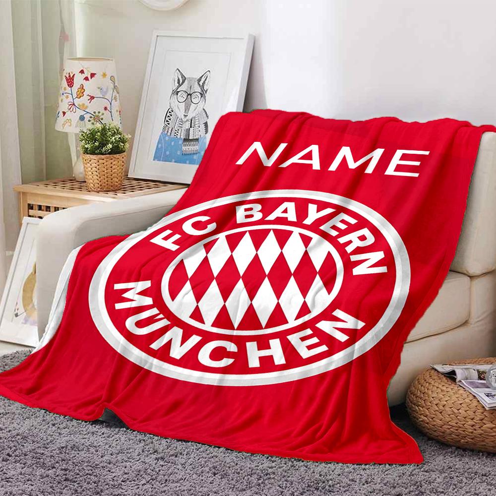Custom Name Bayern Munich Crest Blanket for Couch & Bed, Plush Cozy Fuzzy Blanket Super Soft & Warm Blankets for Fall and Winter. 0908292