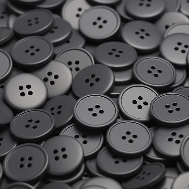 MOSN Reversible Wool/Fur Trench Coat Buttons: Four-hole, Thin-edged, Spray-painted, Multi-colored.