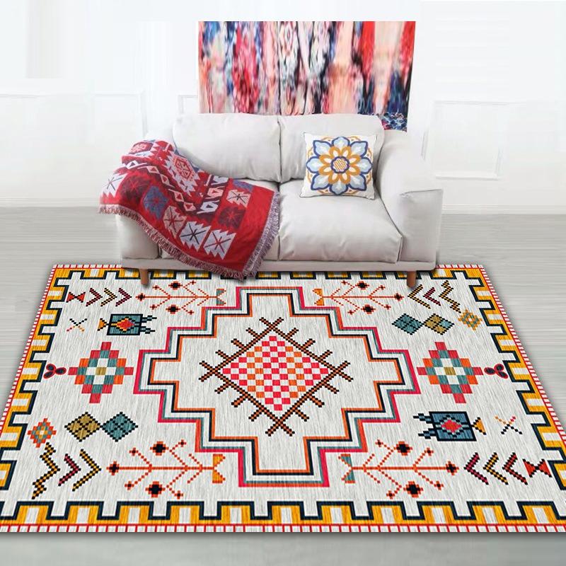 Covoraș de intrare stil boem cu model floral etnic, antiderapant, lavabil, pentru intrarea în casă, decor living