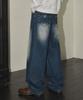 ANEWBROS Lauren Back Pocket Balloon Wide Washed Denim Pants 2 Colors [Anbd_8013]