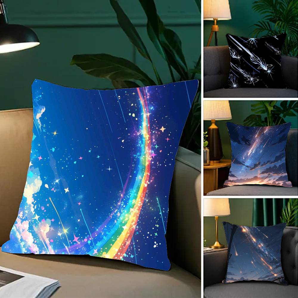 Meteor Shower Starry Sky Pillow Case Fashion Square Pillowcase Bedroom Sofa Room Ins Decoration Leisure