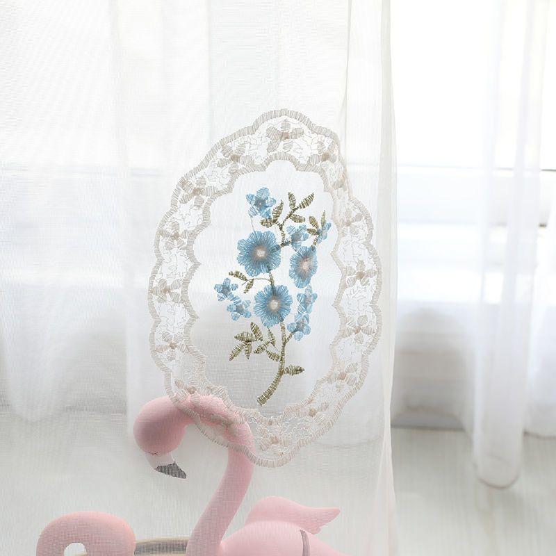 European Embroidered Gauze Curtain Curtain Mesh Finished White Yarn Door Curtain Bedroom Living Room Balcony