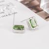 Elegant Green Zircon Square Stud Earrings for Women - High-End Hong Kong Style, Unique and Sophisticated Design.
