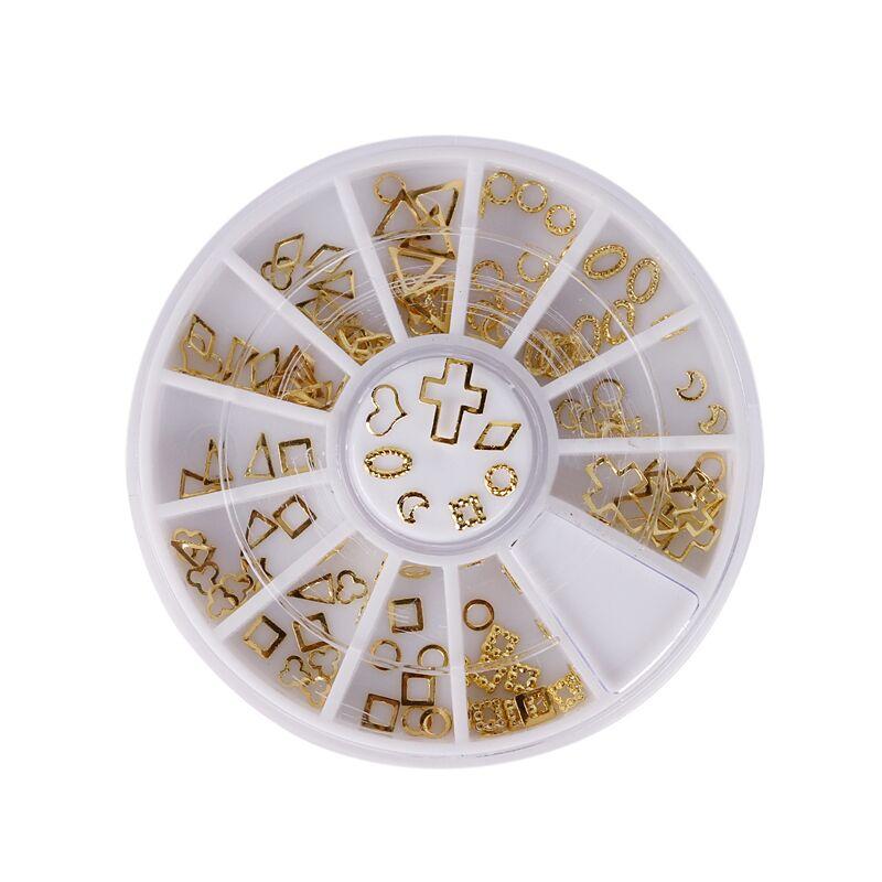 12 Shapes Rose Gold Rivet Nail Studs 3D Nail Art Decoration Manicure Design Tools Mixed Accessories