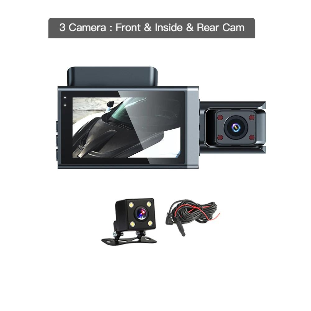 Cámara de tablero de tres lentes para automóviles, grabadora de video para automóvil Black Box HD 1080P con WIFI, visión nocturna, sensor G, grabación en bucle, DVR, cámara para automóvil