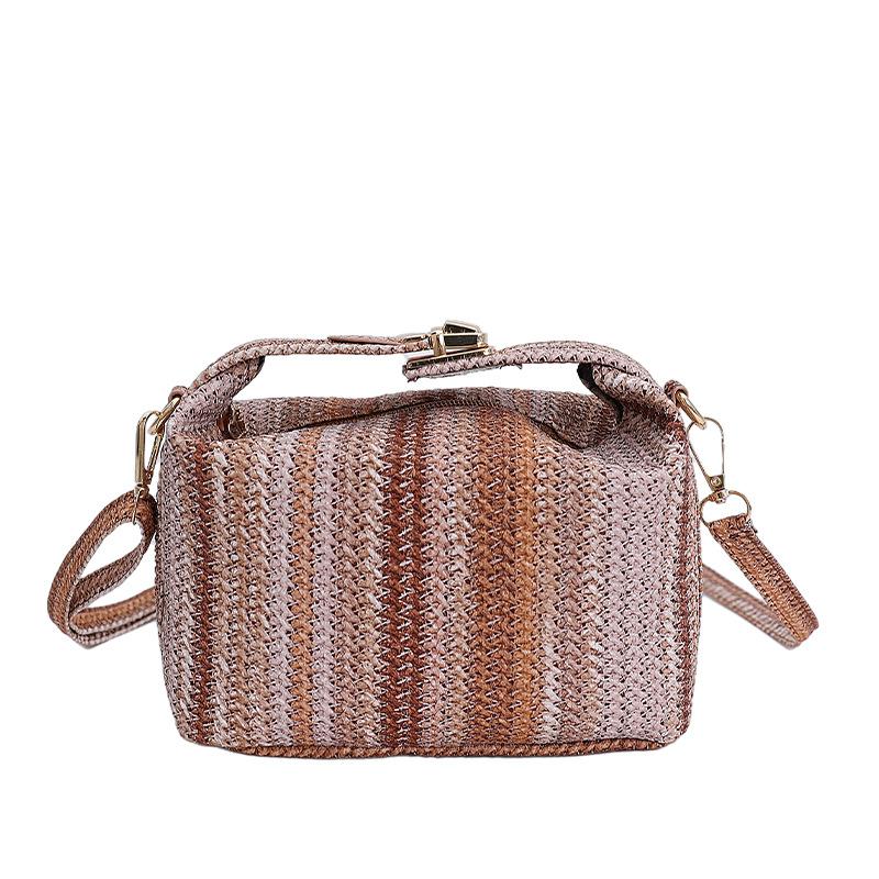 New Bags Women's Woven Sweet Commuter Straw Bag Small Square Bag Shoulder Bag Diagonal Straddle Women's Bag Cute Messenger Bag