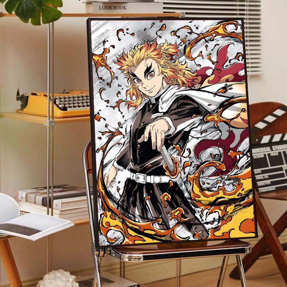 

Аниме Demon Slayer R-Rengoku Kyoujurou Плакат Аниме Постеры Липкие HD Качество Настенные Ретро Постеры для Домашнего Декора Комнаты Kawaii 21cm×30cm NoFrame