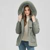 Winter New Hooded Cotton-padded Clothes Versatile Simple Removable Fur Collar Jacket
