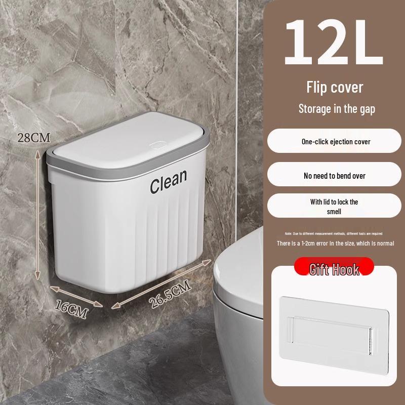 Cubo de basura de plástico abatible para pared para almacenamiento de cocina, baño e inodoro