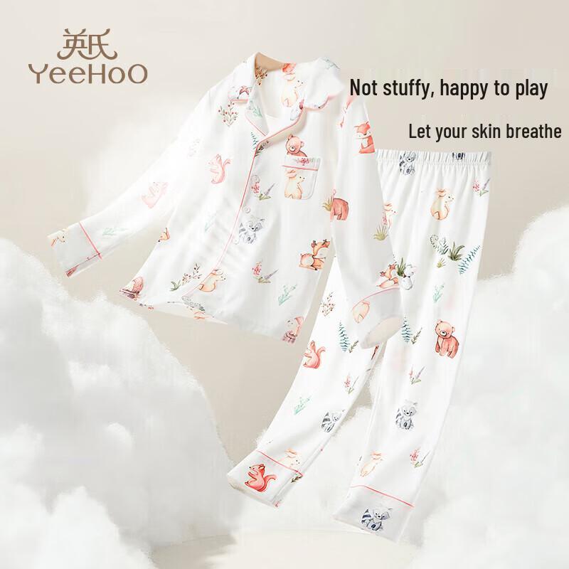 YEEHOO Kids' Fox Print Long-Sleeve Cotton Pajamas