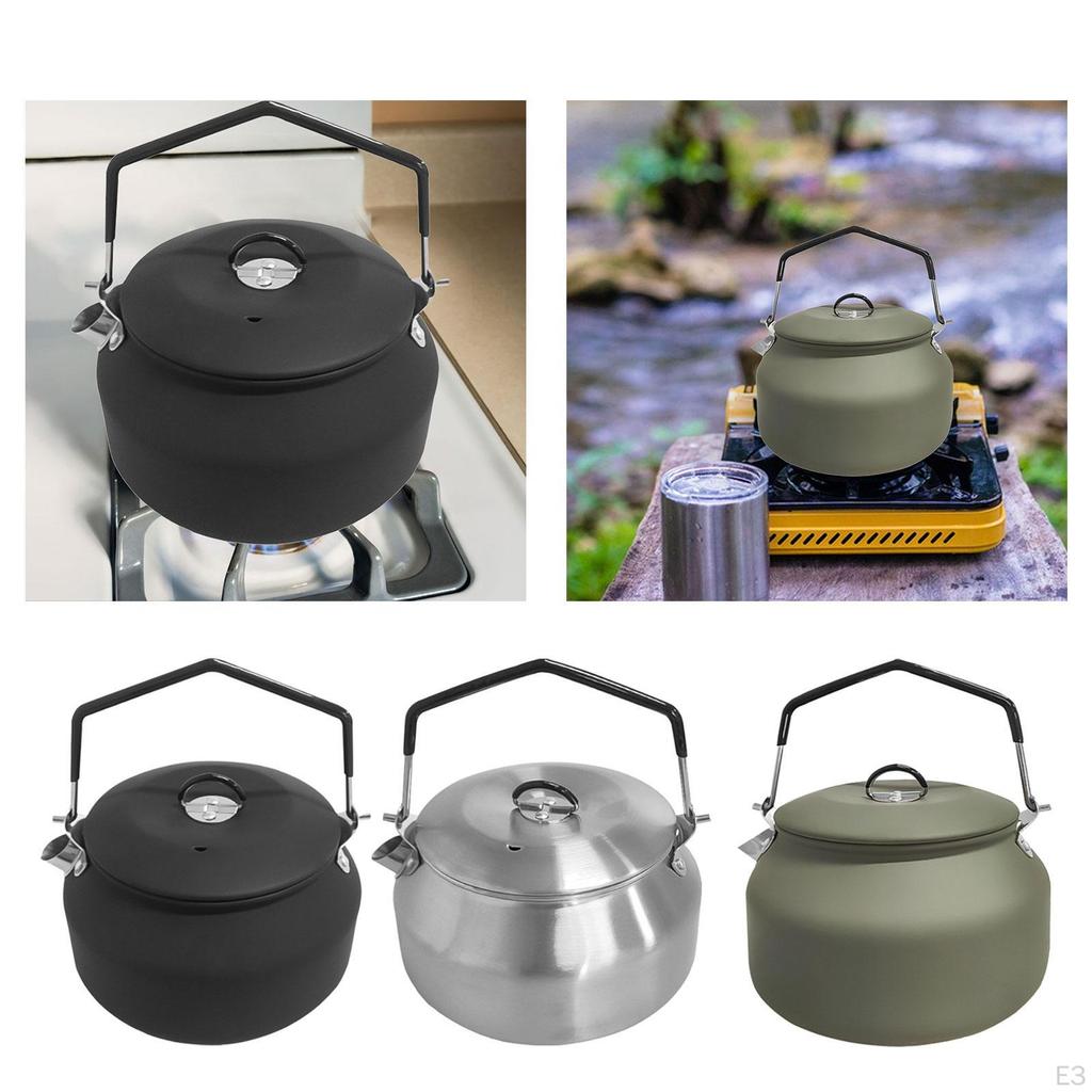 1.1L Camping Kettle Stainless Steel Portable Tea Compact Outdoor Hiking Picnic
