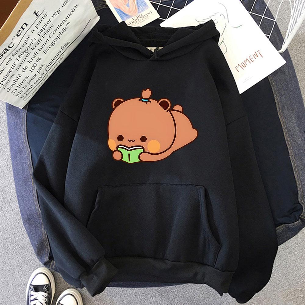 Dudu Is Reading Hoodie Men/women Kawaii Cute Bubu Panda Bears Sweatshirt Male Female Coats Y2k Sudaderas KPop Streetwear