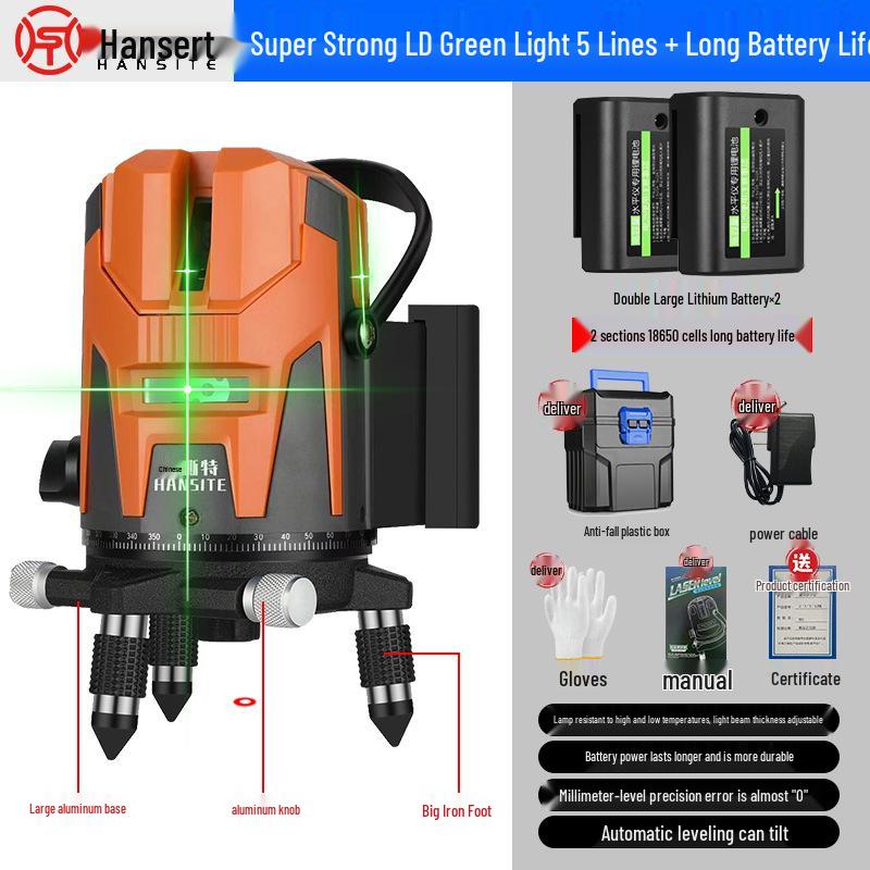 High-Precision Green Light Infrared Laser Level for Indoor/Outdoor Use
