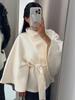 Slimming Lace Up Solid Color Jacket Women European Style