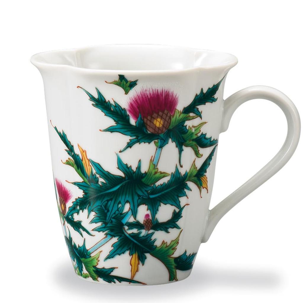 Kutani Ware Iwataya "Japan's Beautiful Four Seasons" Mug, Thistle (September), AP7-5163
