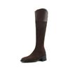 Korean Version of the New Medium-heeled High Boots, Comfortable Square-heeled Thick-soled Non-slip Leather Boots, Zipper Solid-color Martin Boots Aft