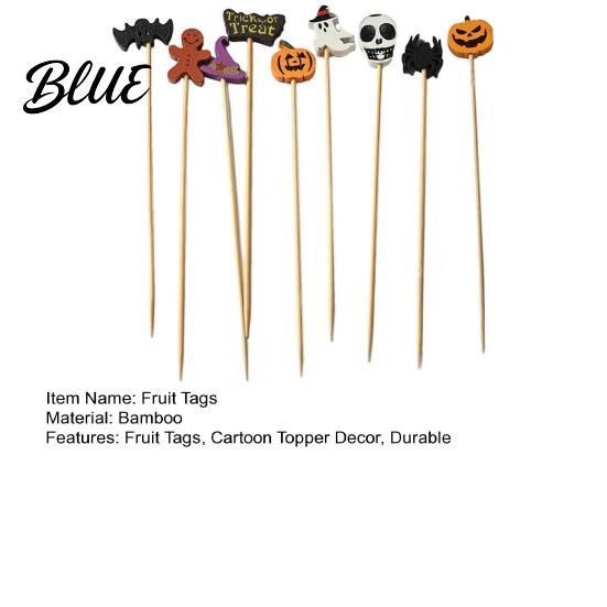 Party Food Decoration Picks 100PCS Disposable Cocktails Tags Halloween Pumpkin Ghost Bat Decor Bamboo Festive Fruit Markers Skewers Sharp