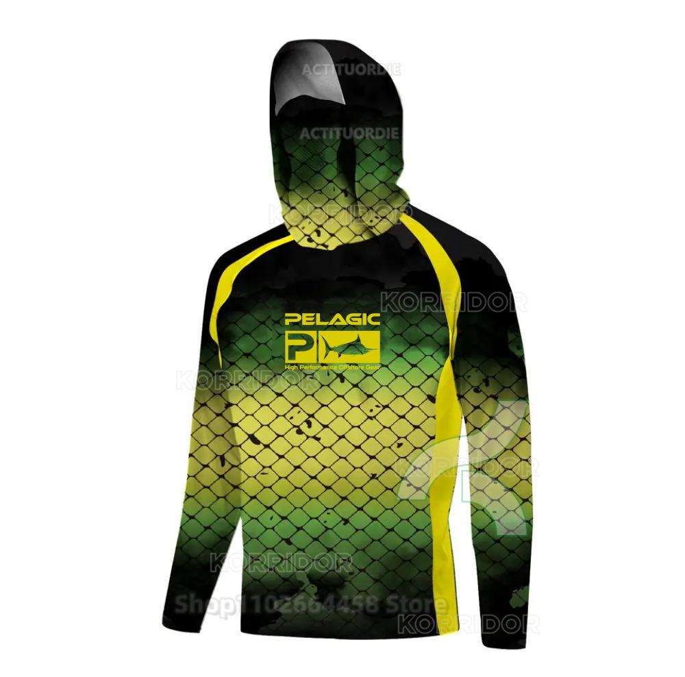 PELAGIC camouflage fishing suit for men and women long-sleeved mask hoodie sun protection breathable fishing suit can be