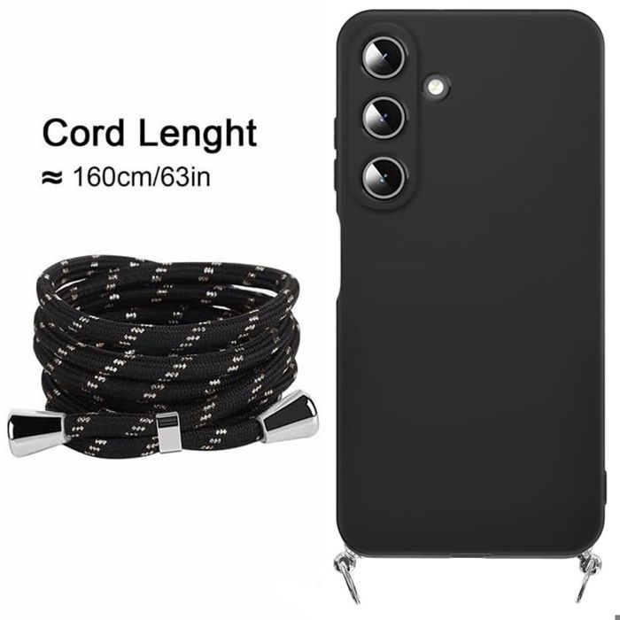 Coque pour Xiaomi 15T, Protection Silicone Liquide Antichoc Anti-Rayure avec Cordon Noir
