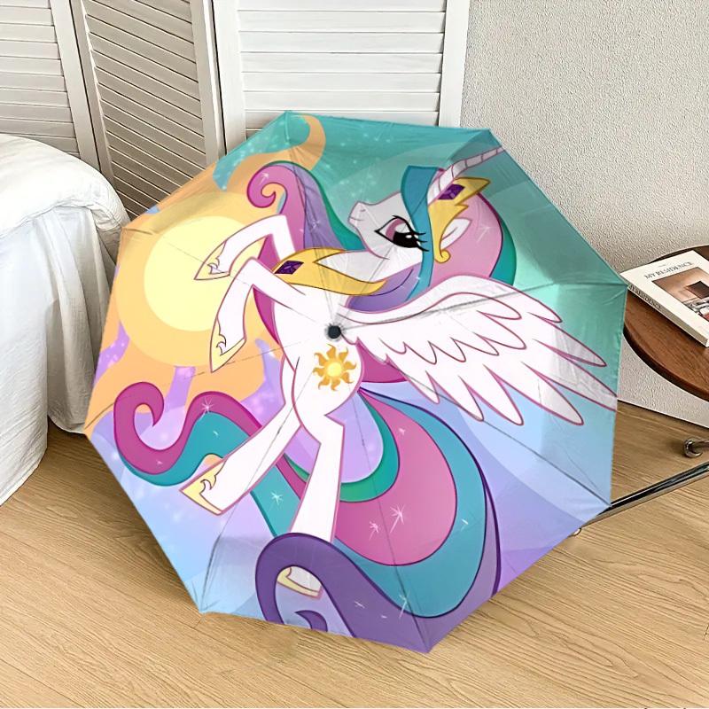 

1pc Unicorn Fantasy [Automatic Folding Umbrella] Durable Iron Frame & Rod, Portable Folding, All Seasons, Home Travel Outdoor, Makes a Great Holiday G