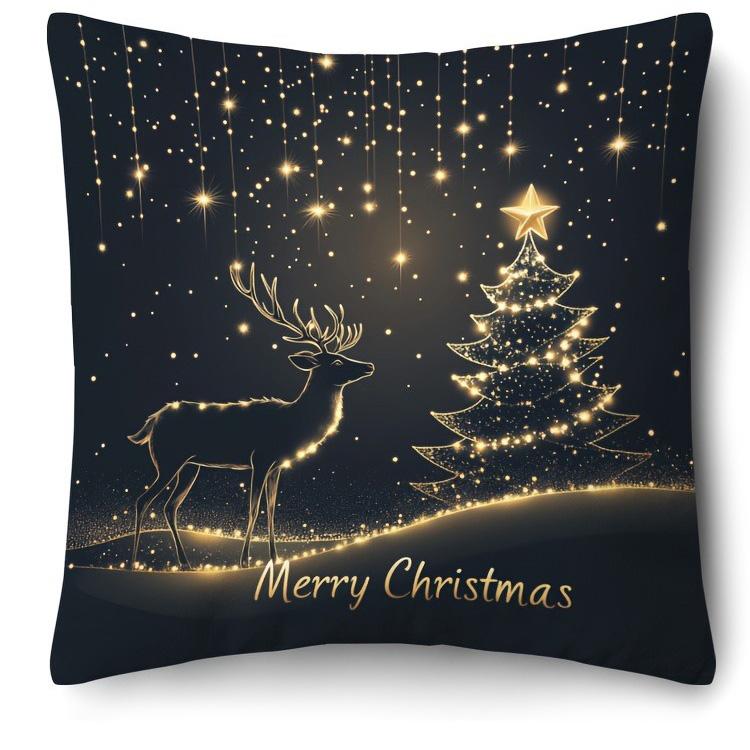 

Gleaming Christmas Pillowcases: Deer & Tree Designs with Merry Christmas Motifs Sofa cushion cover New Year home decoration 16x16Inch