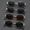 2025 Trendy Oval Brown Metal Sunglasses for Men & Women - Celebrity Style with High-End Appeal & Sun Protection