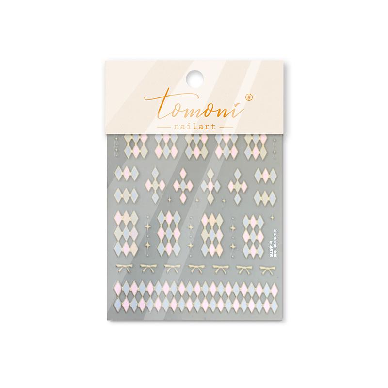 

Tomoni Kids Nail Stickers: Colorful Diamond Grid Hot Stamping